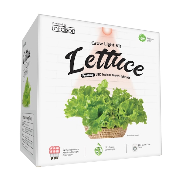 Miracle Led Unedison 2-Socket Lettuce Indoor Grow Light Kit Red Spectrum 9W Replaces 100W, Timer, 3PK 802034 - main